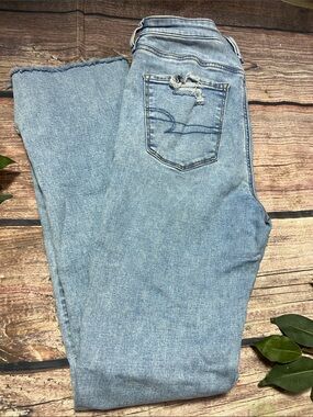 American Eagle next level stretch raw hemskinny kick women's jeans size 8